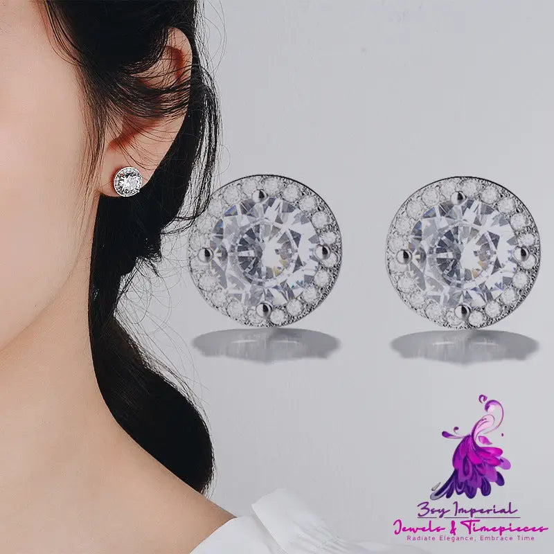 Classic Full Rhinestone Stud Earrings for Women