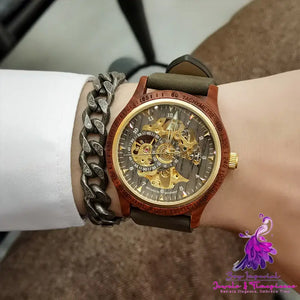 Sandalwood Hollow Men’s Automatic Mechanical Watch