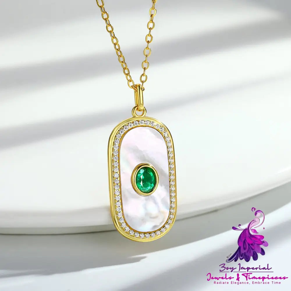 Geometric Round Emerald Pendant