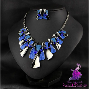 Geometric Rhinestone Earring Necklace