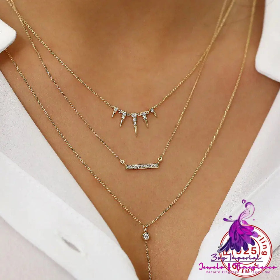 Geometric Zirconia Sterling Silver Necklace