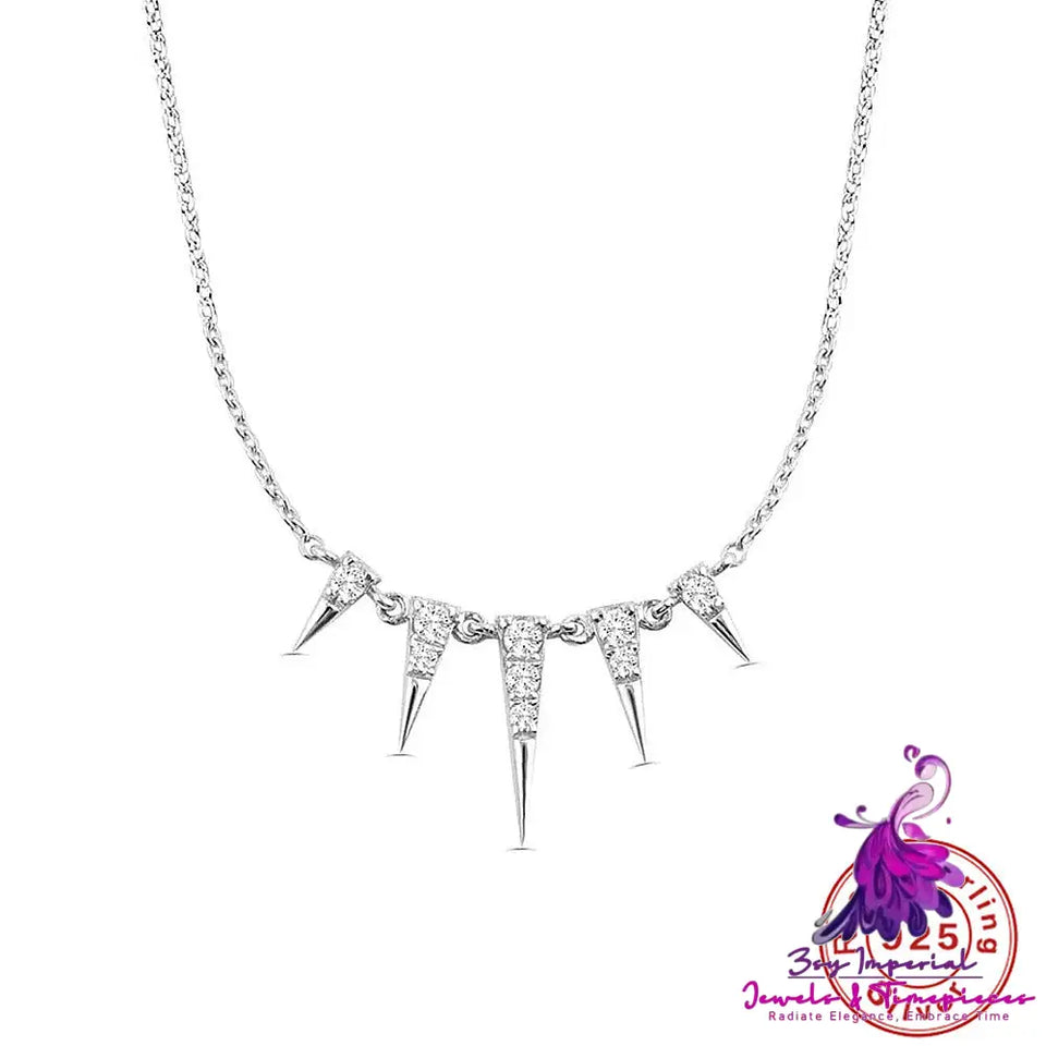 Geometric Zirconia Sterling Silver Necklace