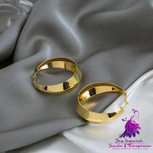 Polishing Metallic Round Ring Earrings