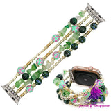 Iron Gallstone Green Gravel Glass Watch Strap