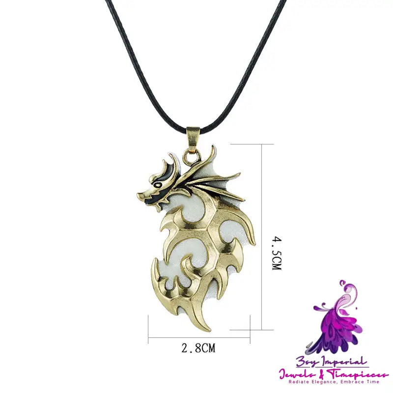 Glow-in-the-Dark Dragon Leather Necklace