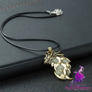 Glow-in-the-Dark Dragon Leather Necklace