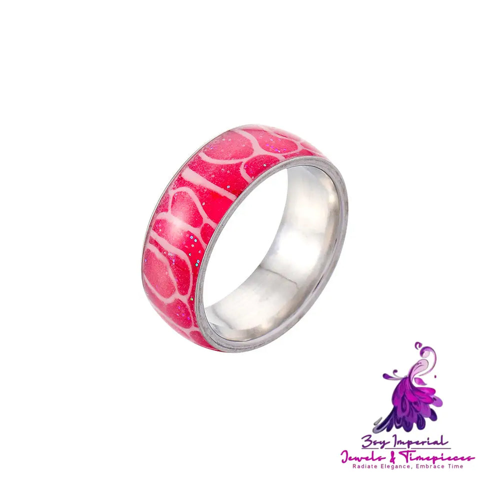 Zebra Pattern Glow Stainless Steel Ring