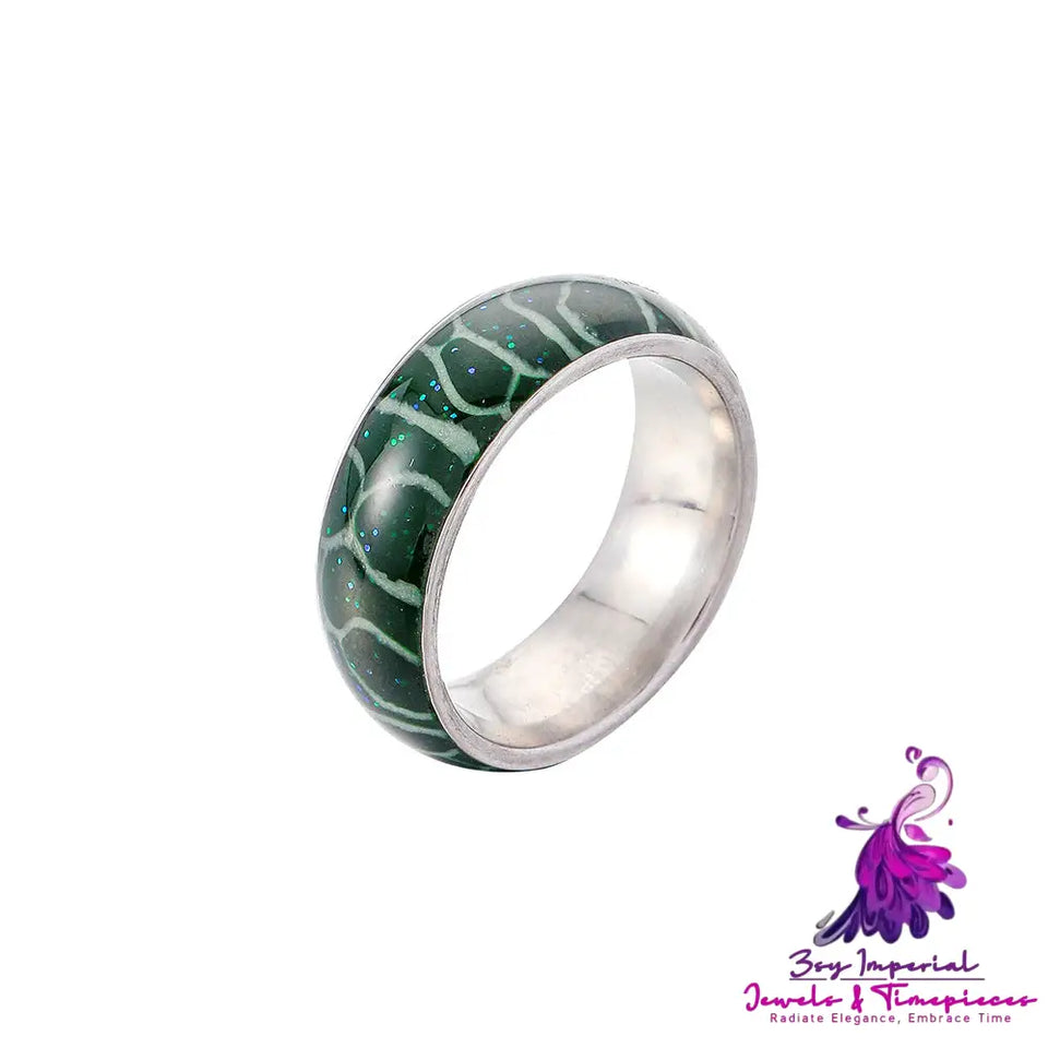 Zebra Pattern Glow Stainless Steel Ring