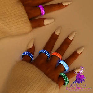 Zebra Pattern Glow Stainless Steel Ring