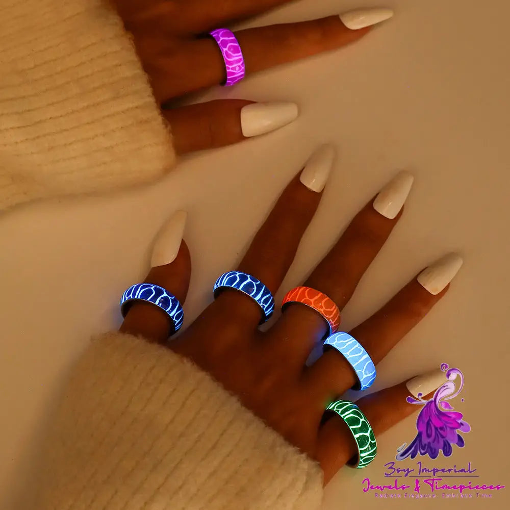 Zebra Pattern Glow Stainless Steel Ring