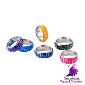 Zebra Pattern Glow Stainless Steel Ring