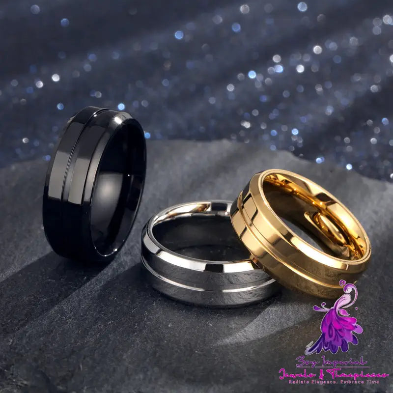 8mm Simple Groove Electroplating 18K Gold-plated Ring