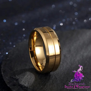 8mm Simple Groove Electroplating 18K Gold-plated Ring