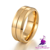 8mm Simple Groove Electroplating 18K Gold-plated Ring