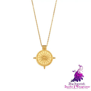 Vintage Sun Compass Pendant Necklace