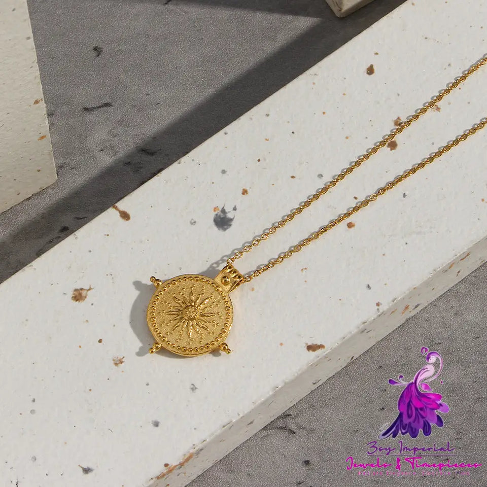 Vintage Sun Compass Pendant Necklace