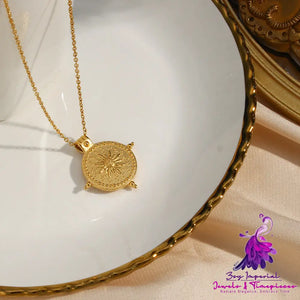 Vintage Sun Compass Pendant Necklace