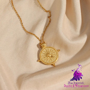 Vintage Sun Compass Pendant Necklace