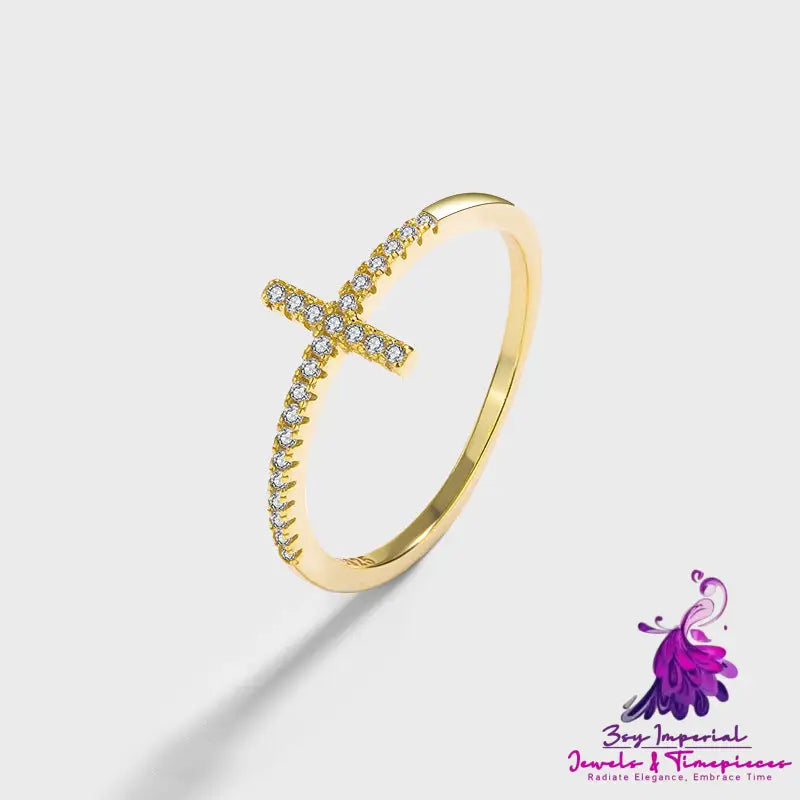 Cross Silver 14K Gold Ring