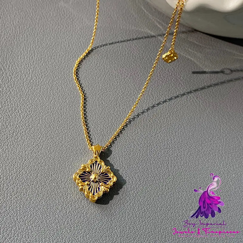 18K Gold Four Leaf Grass Necklace