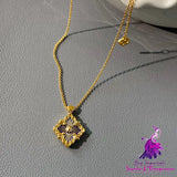 18K Gold Four Leaf Grass Necklace