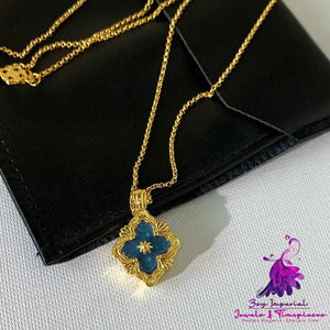 18K Gold Four Leaf Grass Necklace