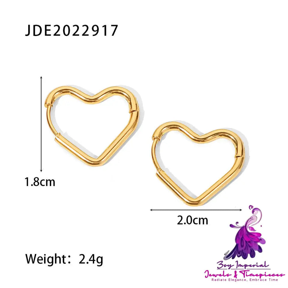 Stainless Steel Plated 18K Gold Heart Earrings