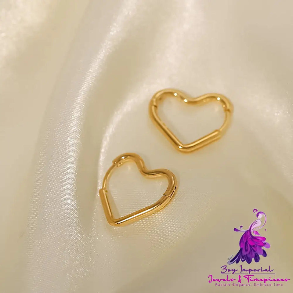 Stainless Steel Plated 18K Gold Heart Earrings