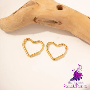 Stainless Steel Plated 18K Gold Heart Earrings