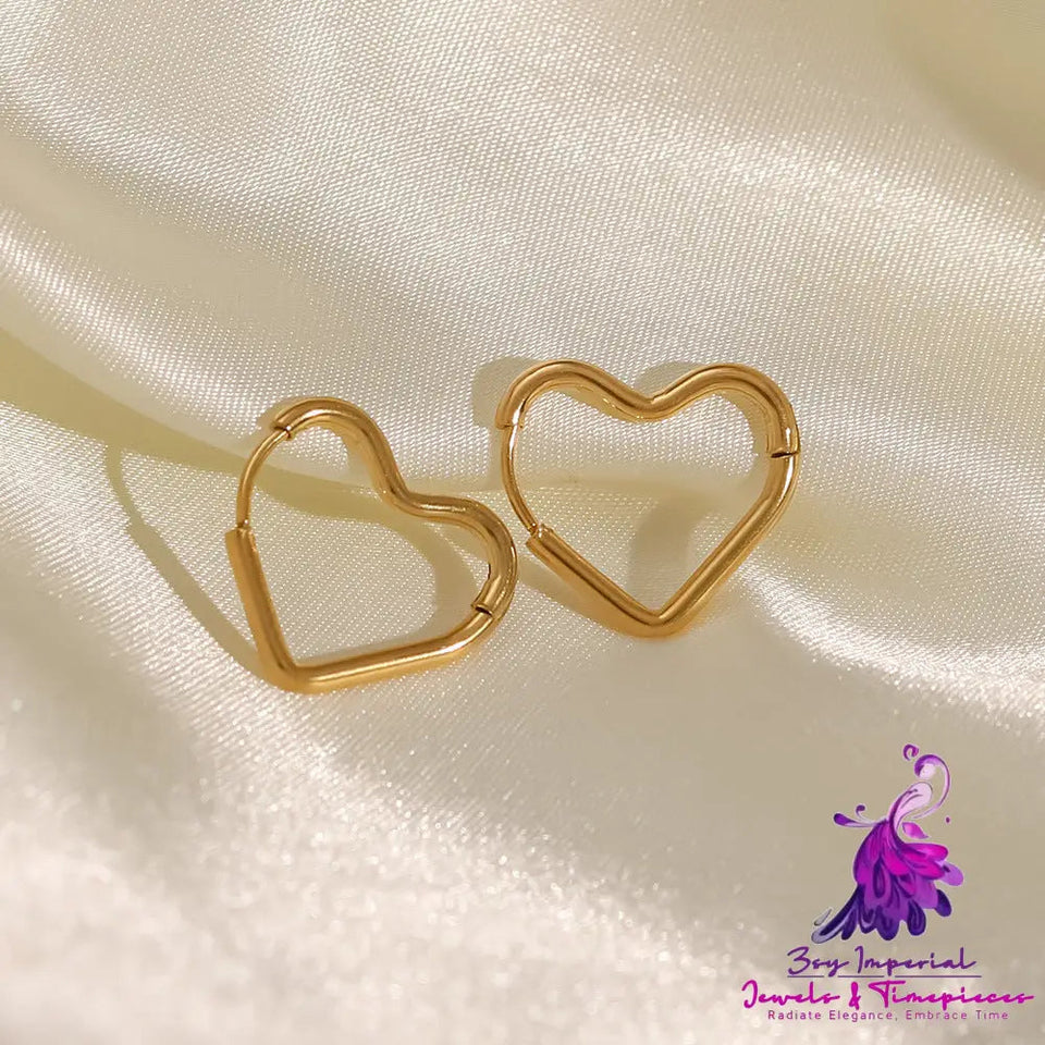 Stainless Steel Plated 18K Gold Heart Earrings