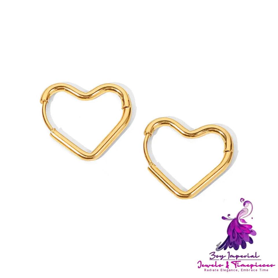 Stainless Steel Plated 18K Gold Heart Earrings