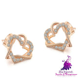 Gold Heart Stud Earrings