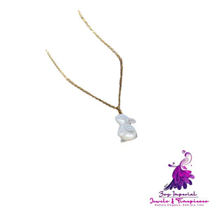 White Shell Rabbit Necklace