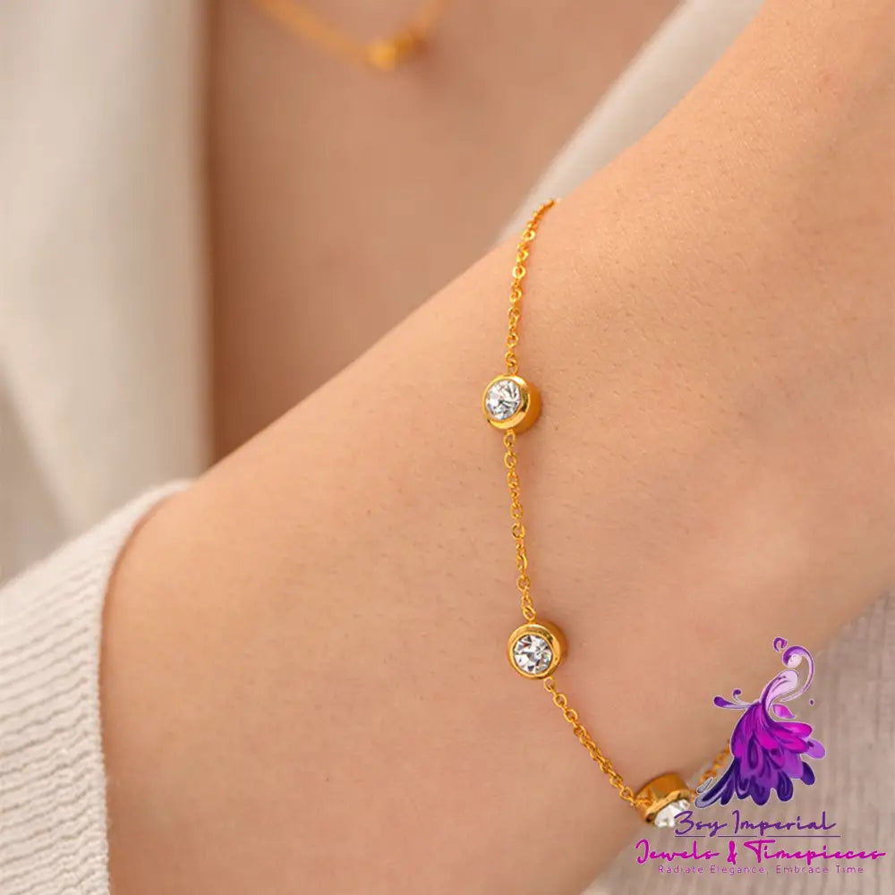 18K Gold Plated Round Zircon Bracelet