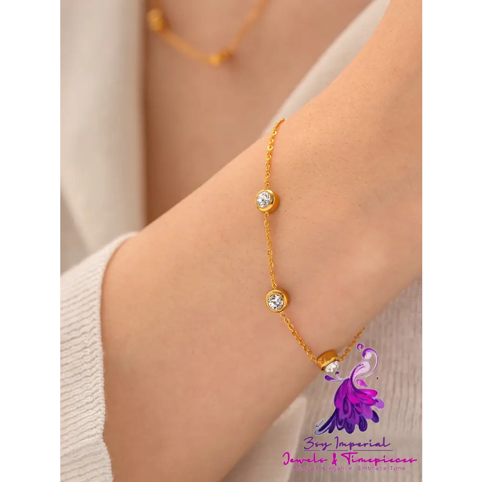 18K Gold Plated Round Zircon Bracelet