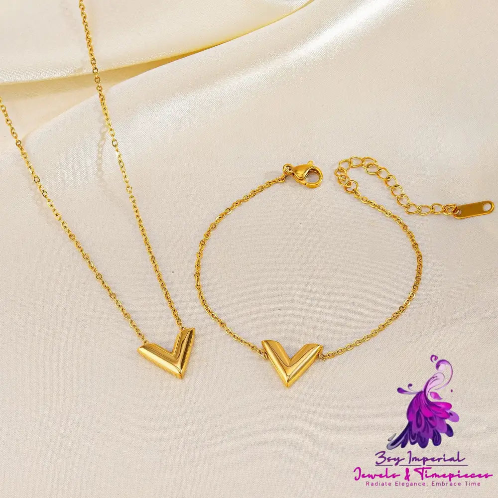 V-shaped Gold-plated Jewelry Set