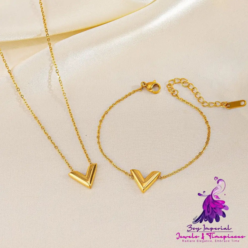 V-shaped Gold-plated Jewelry Set