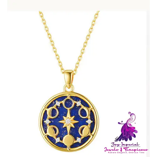 18K Gold Plated Silver Lapis Star Moon Necklace