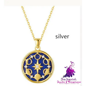 18K Gold Plated Silver Lapis Star Moon Necklace