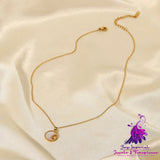 Stainless Steel White Shell Moon Necklace Gold-plated Round