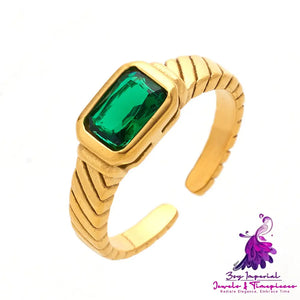 Gold Plated Square Open-end Zircon Ring