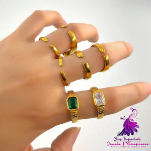 Gold Plated Square Open-end Zircon Ring