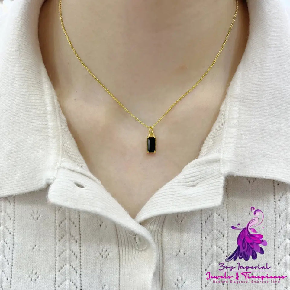 Black Zircon Gold Plated Necklace