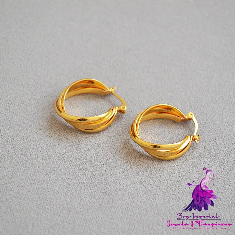 Brass 18K Gold Plating Winding Circle All-match Hoop