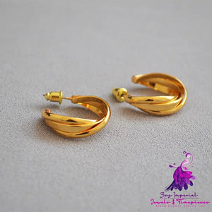 Brass 18K Gold Plating Winding Circle All-match Hoop