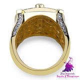 Zircon Inlaid Gold Men’s Ring