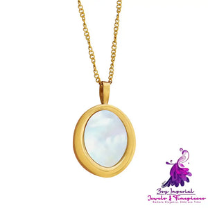 18K Gold Inlaid White Shell Pendant