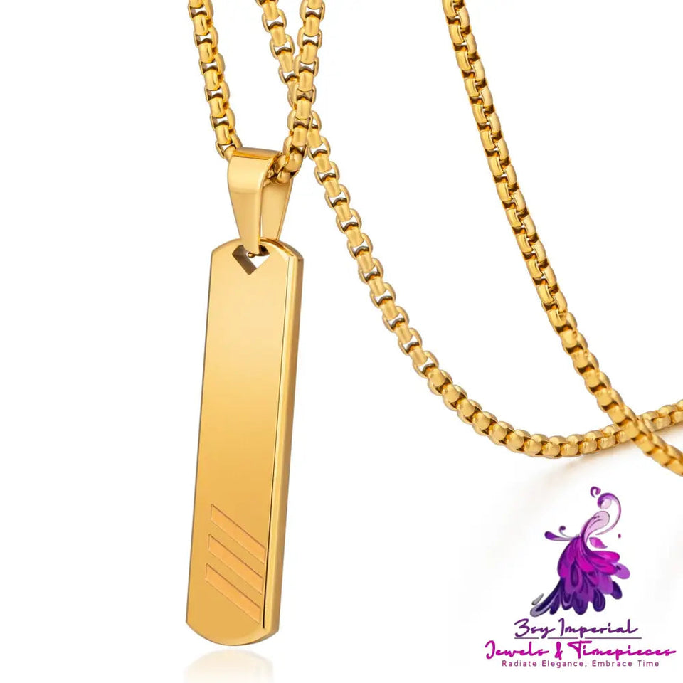 Hip Hop Titanium Steel Nameplate Necklace 18 Karat Gold