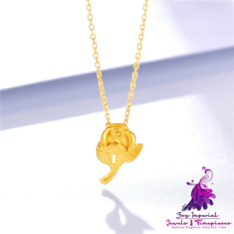 Women’s Gold Rose Pendant Necklace