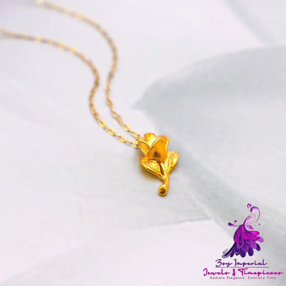 Women’s Gold Rose Pendant Necklace